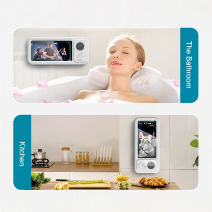 Waterproof Shower Phone Holder, Bluetooth Speaker, Anti-Fog Touch Screen, Wall Mount, Bathroom, IPX4